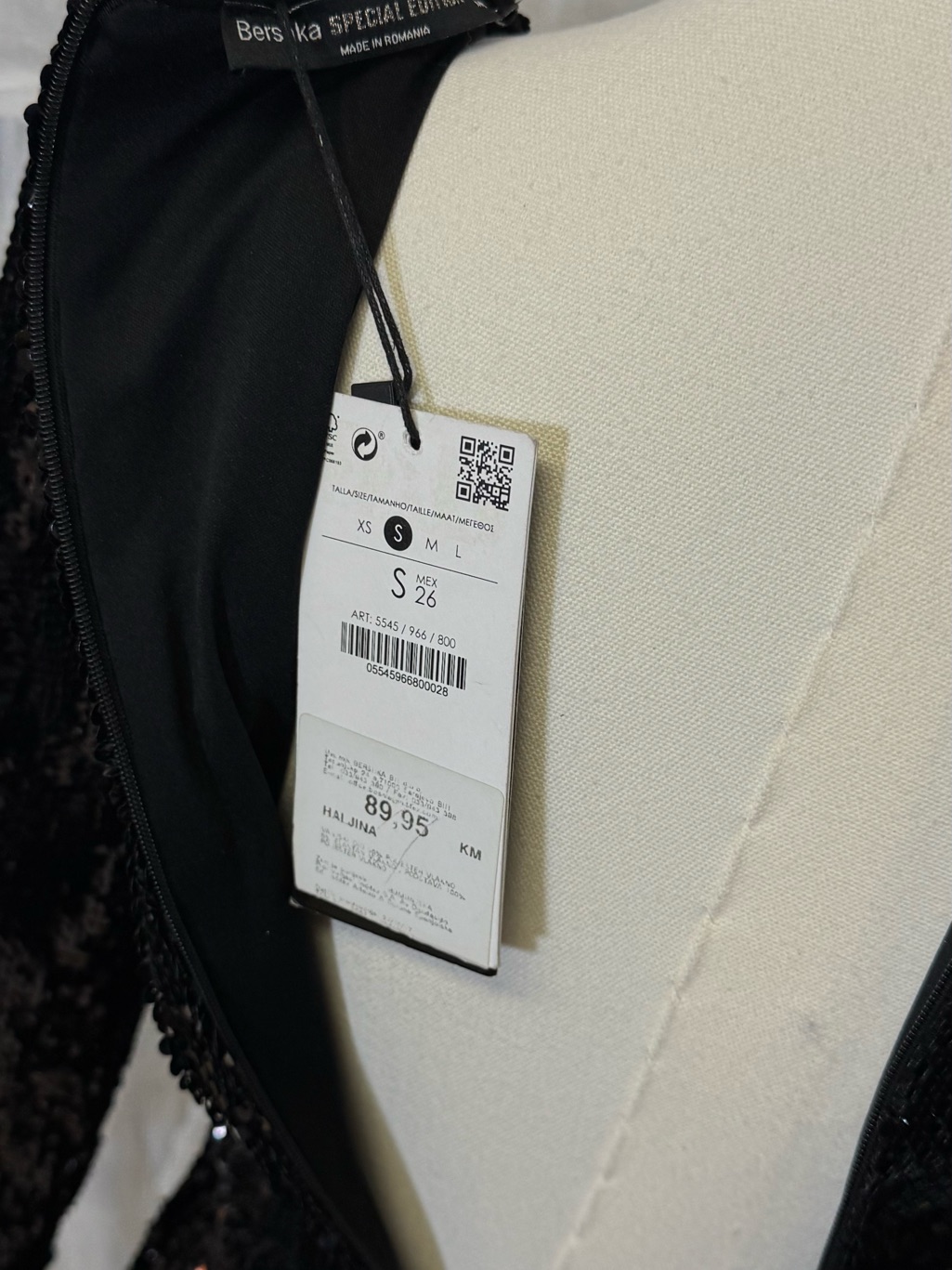 Bershka Special Edition Black Sequin Bodycon Party / Prom Dress Size S Nwt — image 8 of 8